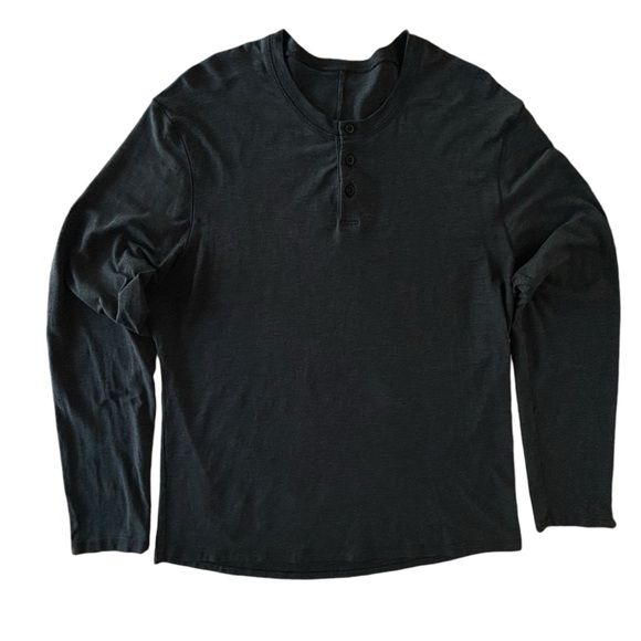 Lululemon- 5 Year Basic Long Sleeve Henley- Heathered Black- Medium- Like new!!! - Picture 2 of 11